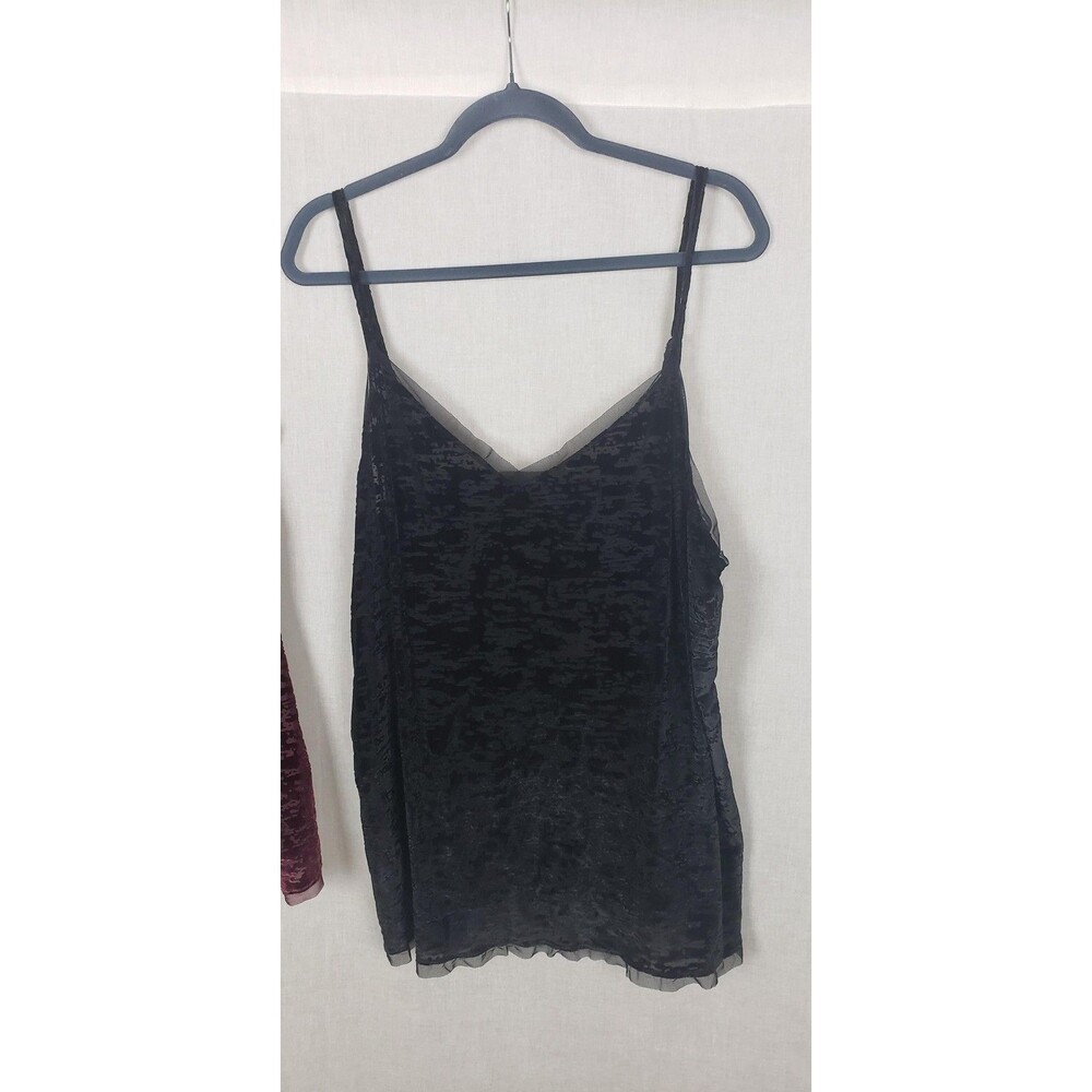 Worthington Woman Camisole Tops 2X Lot 2 Black Burgundy Velvet Burnout Cami Sexy - Picture 4 of 14